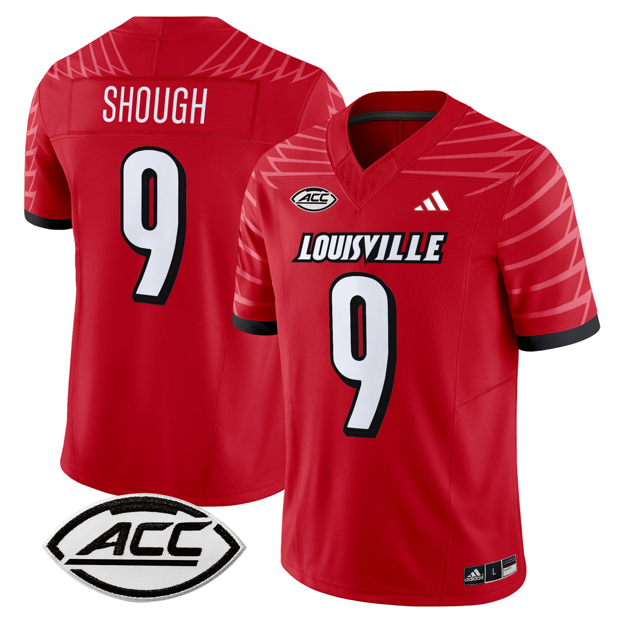 Men Louisville Cardinals 9 Shough Red 2024 Vapor Limited NCAA Jersey style 1